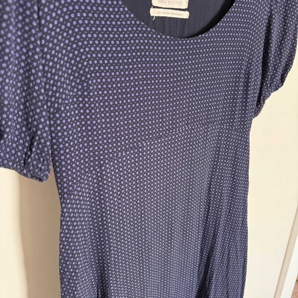Urban Outfitters Navy Blue Puff Sleeve Ditsy Floral Mini Dress Size Small - Picture 8 of 15